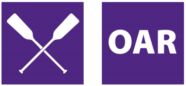Purple square boxes. One with oars for boat crossed. Second with letters OAR.