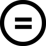 circle with an equal sign in the middle