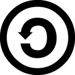 Circle with a backward pointing circular arrow