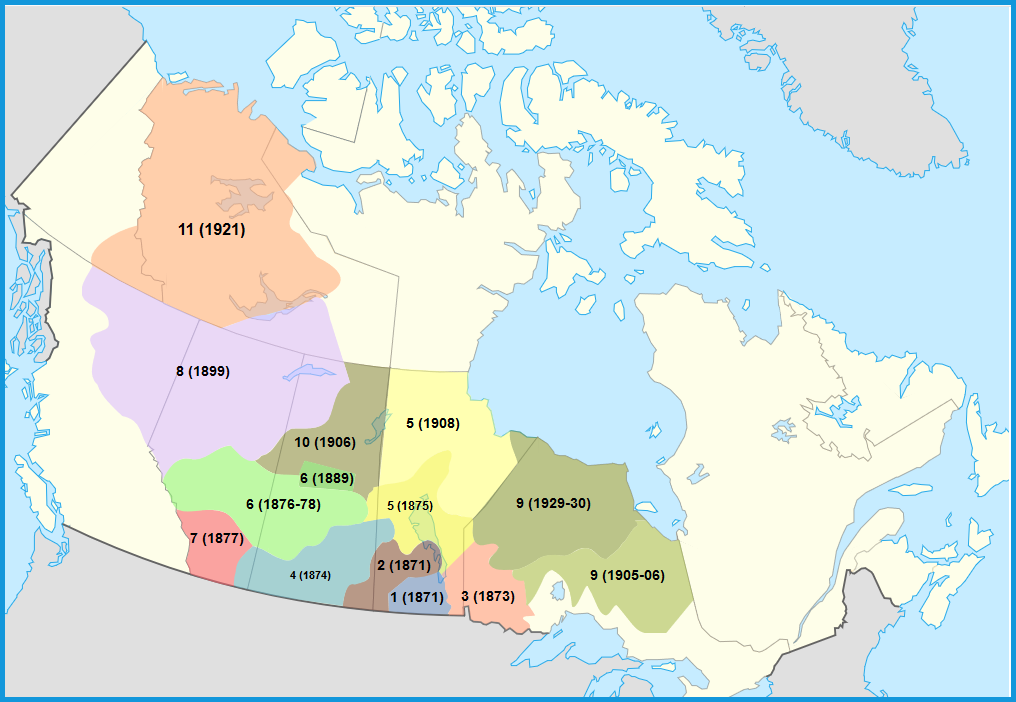 This map shows all treaties made in Canada