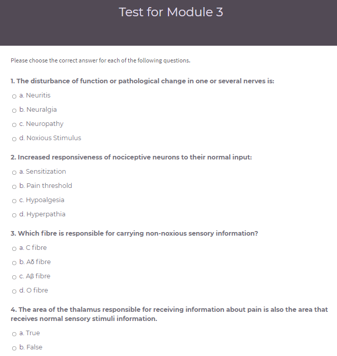 An example of a diagnostic assessment