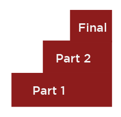 an illustration that shows 3 steps. 1st step is Part 1, 2nd step is Part 2 and 3rd step is Final