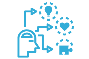 Multiple means of engagement Icon of a human head with arrows pointing to 3 icons: a lightbulb, a heart, and a puzzle.