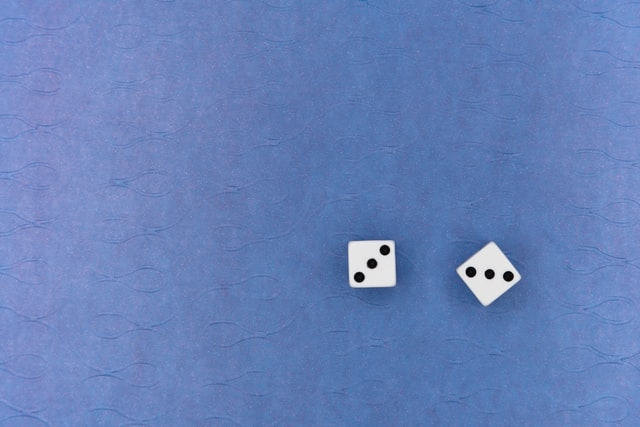 Dice on blue background