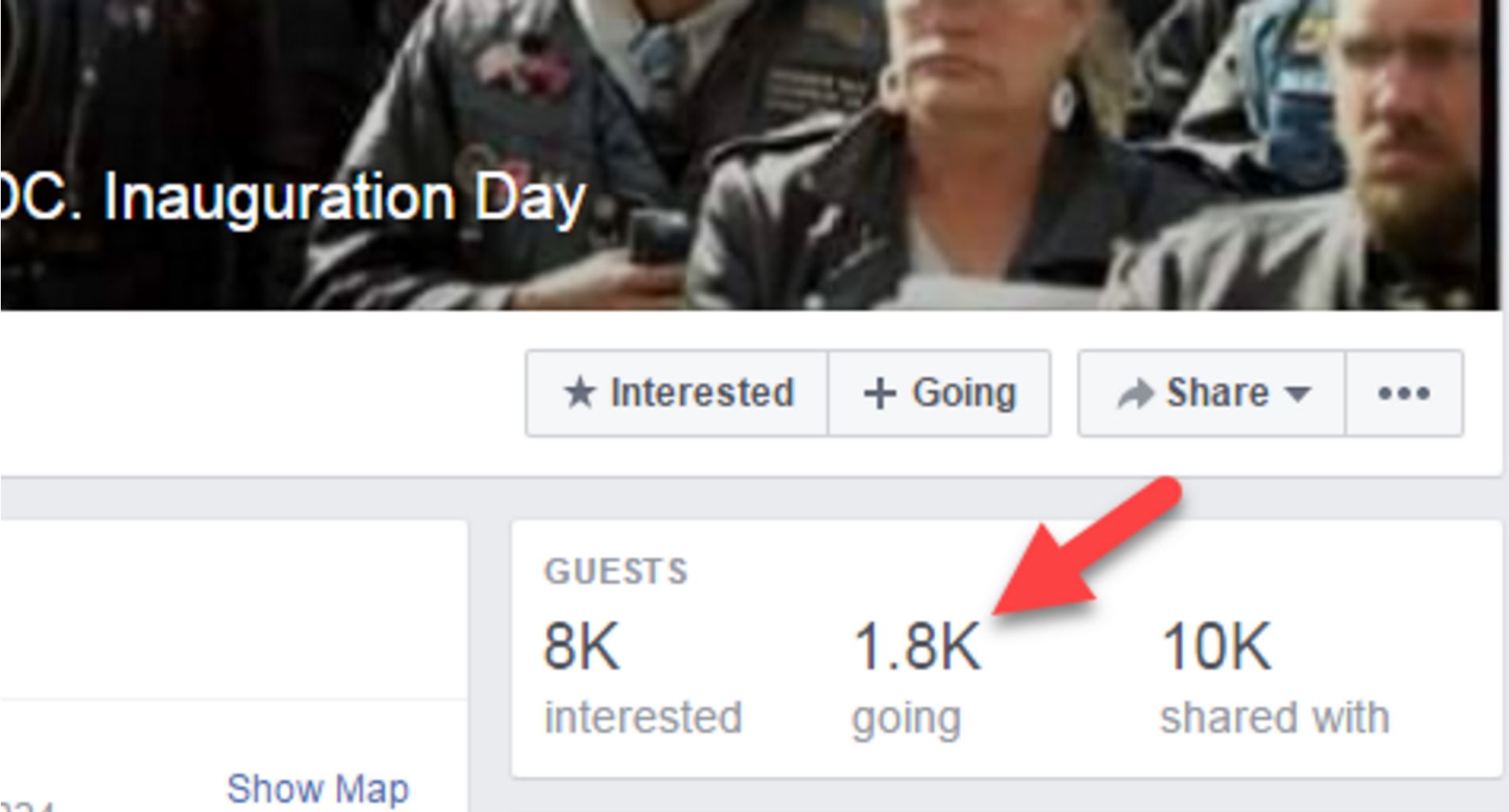 The bikers' Facebook page with event statistics.