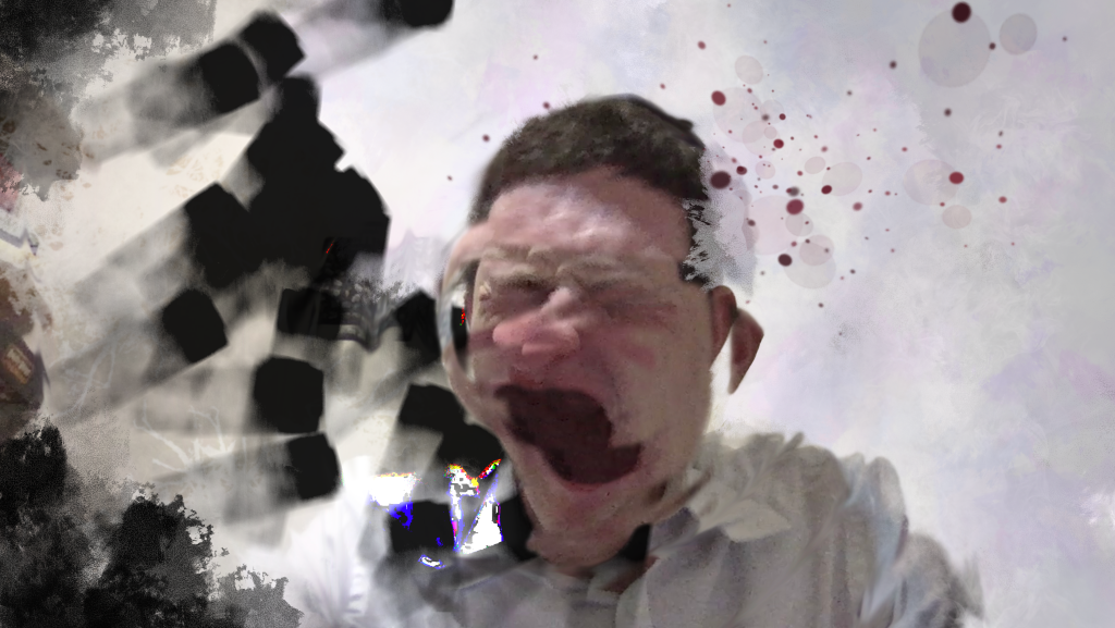 Digitally altered photo showing a person having a panic attack