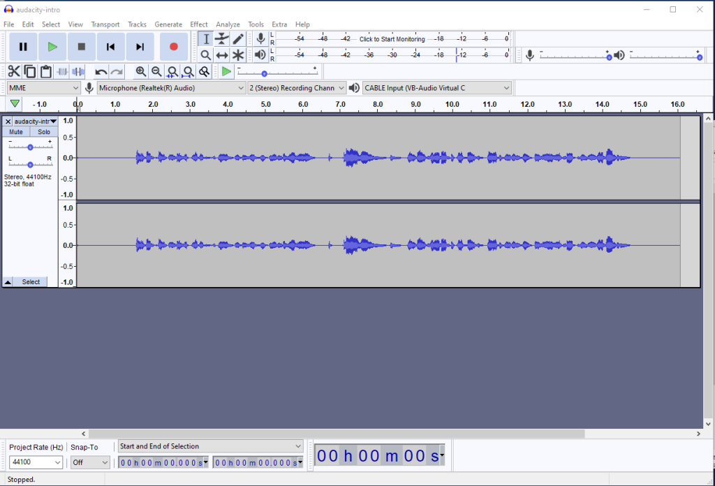 Audacity with an imported audio track