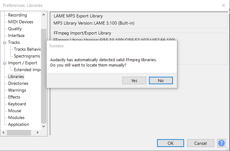 FFmpeg successfully located alert