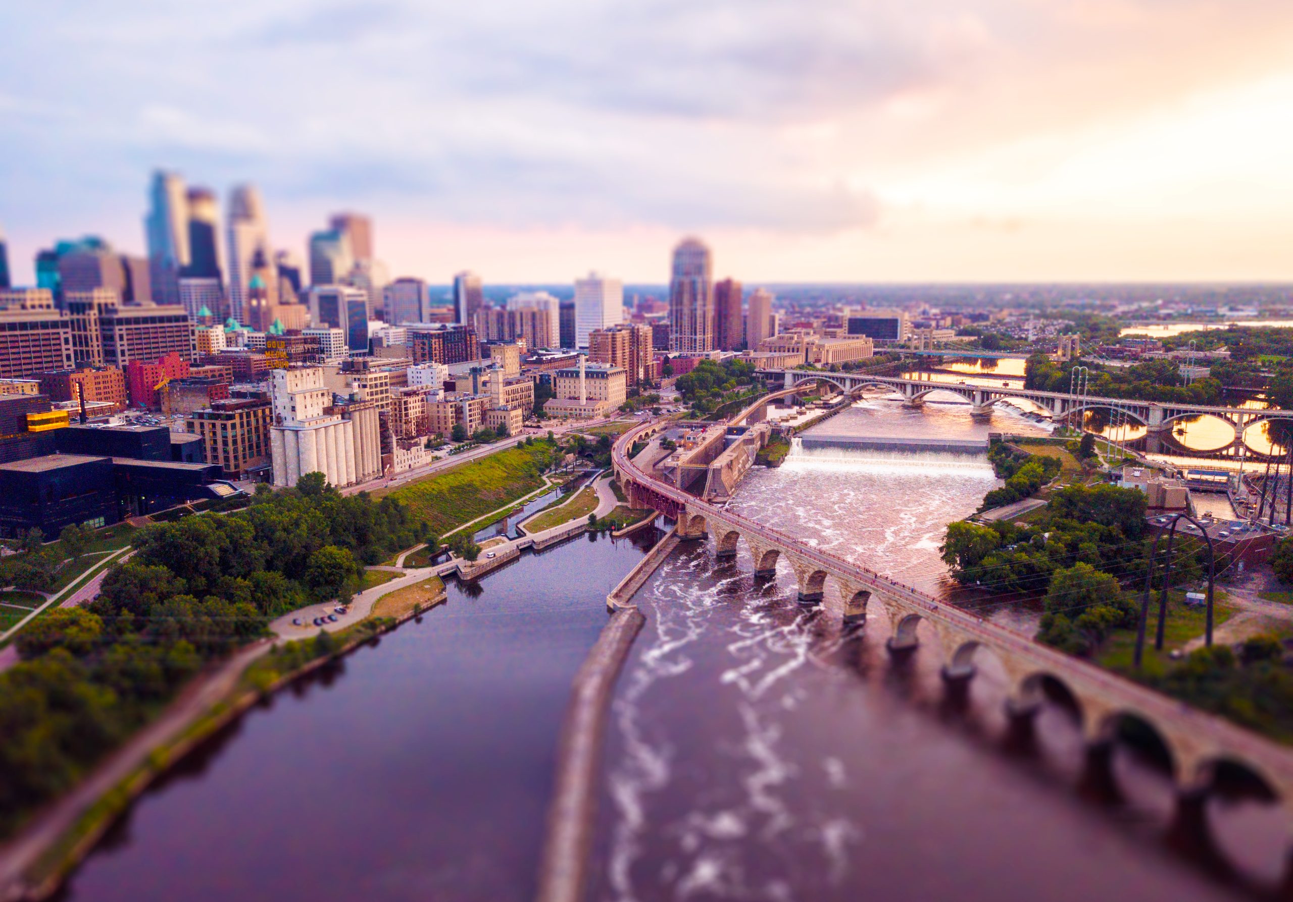 View of downtown Minneapolis and the Mississippi River