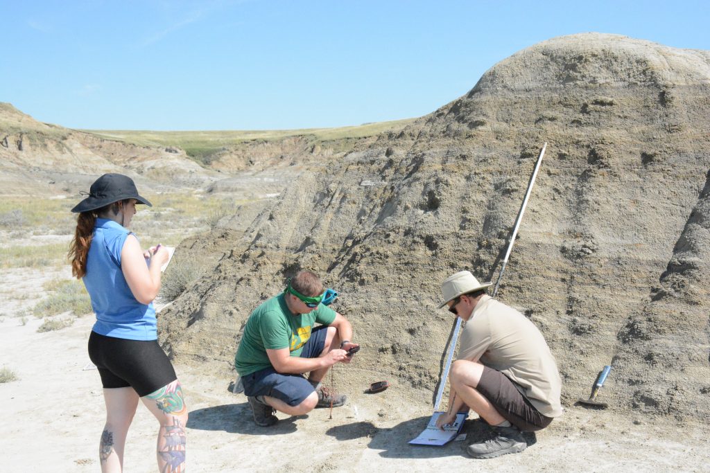 three students exploring in the Badlands of Avonlea