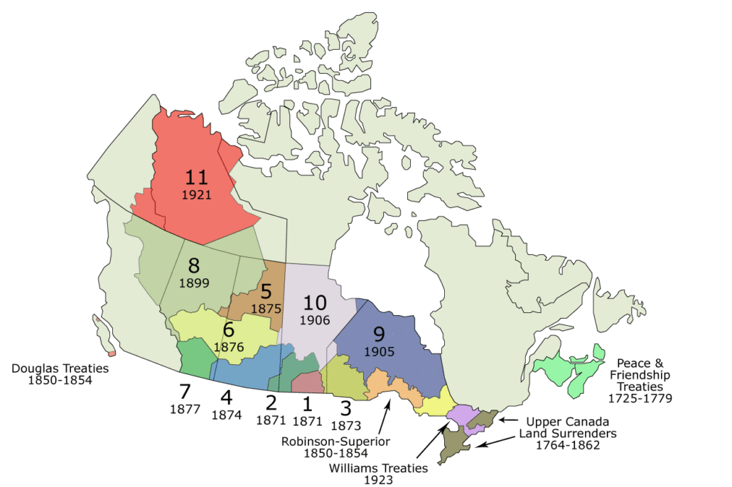 the geographical extent of the Treaties in Canada